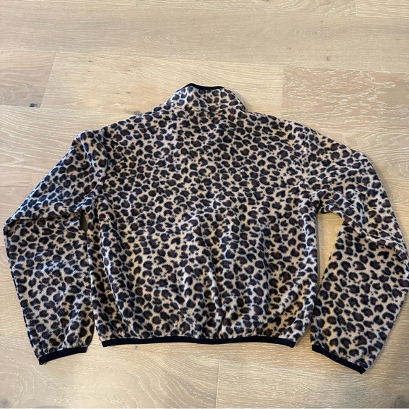 Goodnight Macaroon Cheetah Print Fleece Quarter Zip Long Sleeve Pullover Cropped - Picture 2 of 7